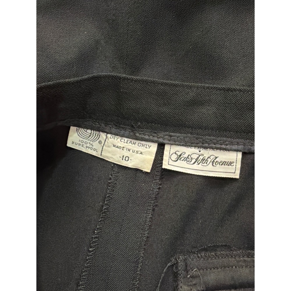 Saks Fifth Avenue Maxi Skirt Womens Black 100% Pure Wool Pleated Vintage 10 - Picture 4 of 7